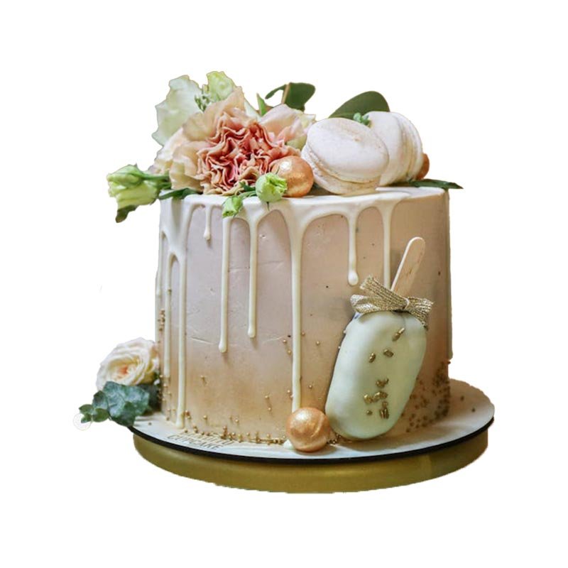 Dripping Fresh Flowers And Popsicle Cake