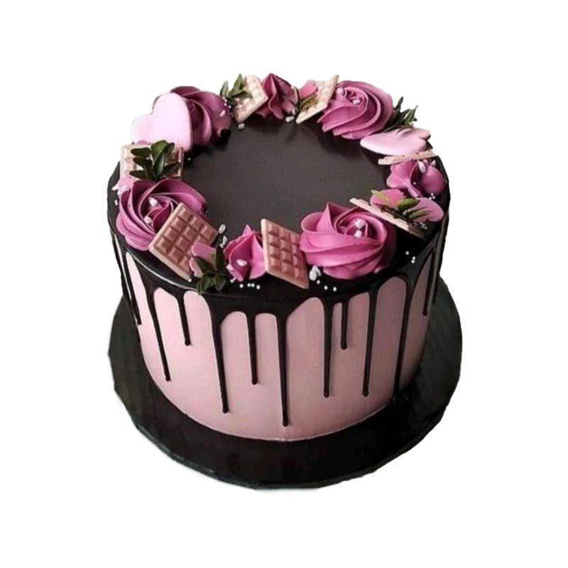 Pink Chocolate Drip Cream Cake