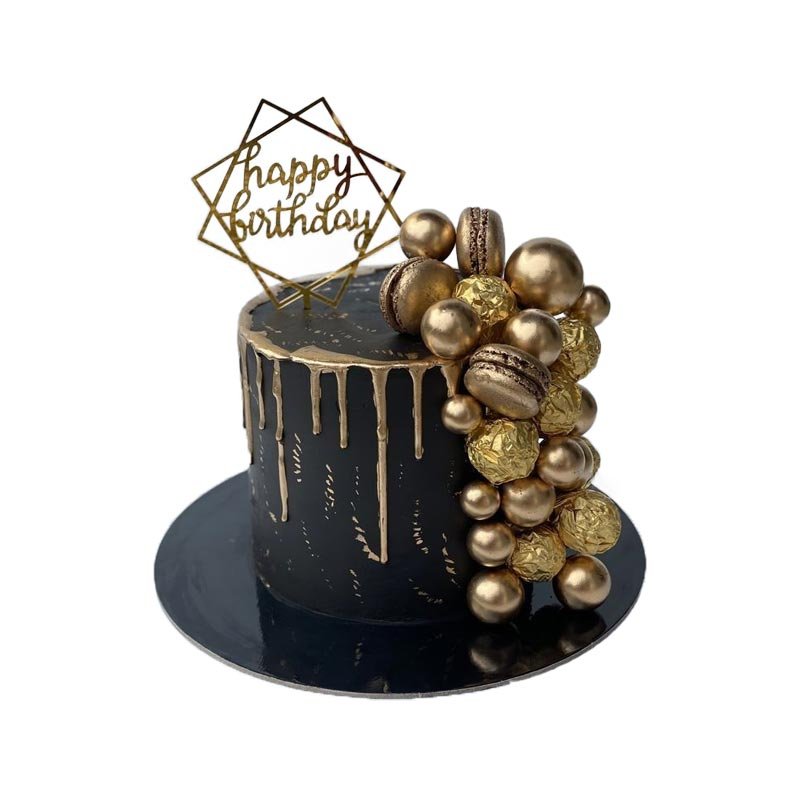 Black And Gold Birthday Cake