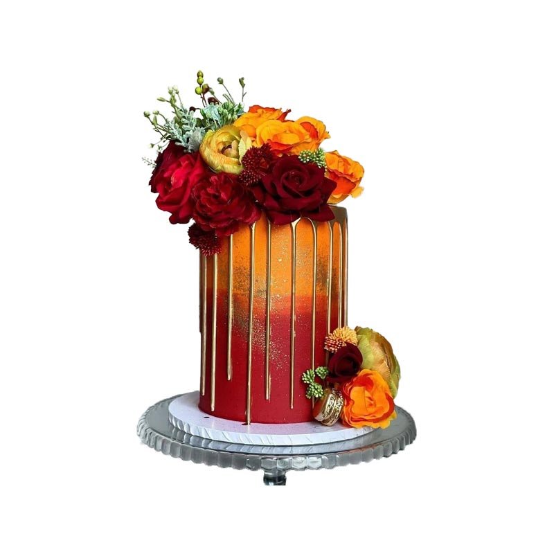 Beautiful Red Orange Flower Cake