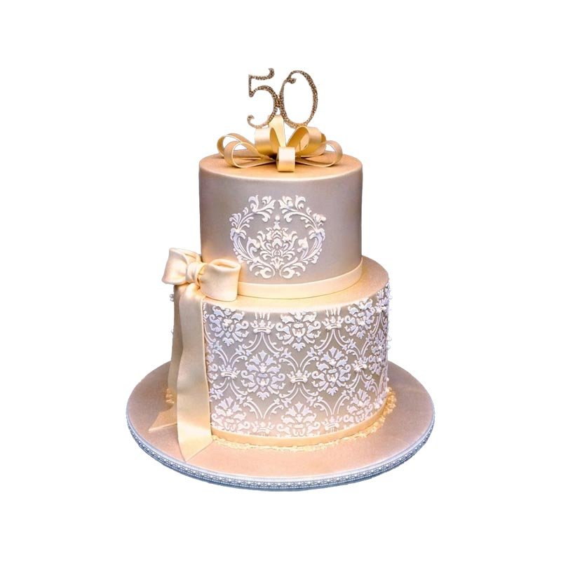 Elegant Peach Theme 2 Tier Cake