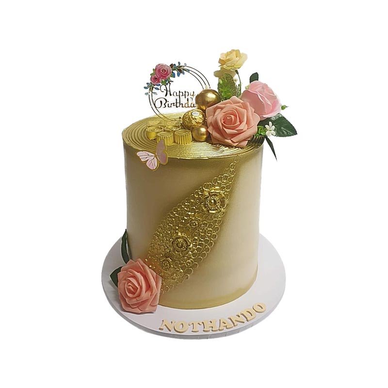Gold Peach Flower Cake