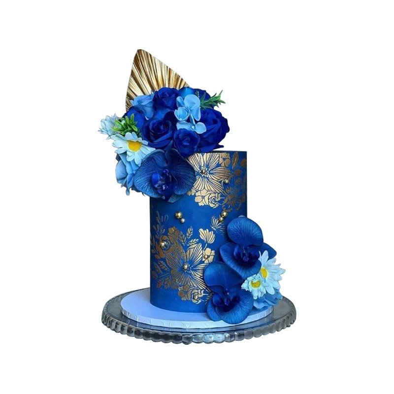 Royal Blue Flower Tall Cake
