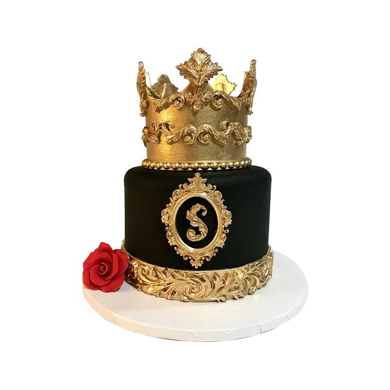Gold And Black Crown Cake