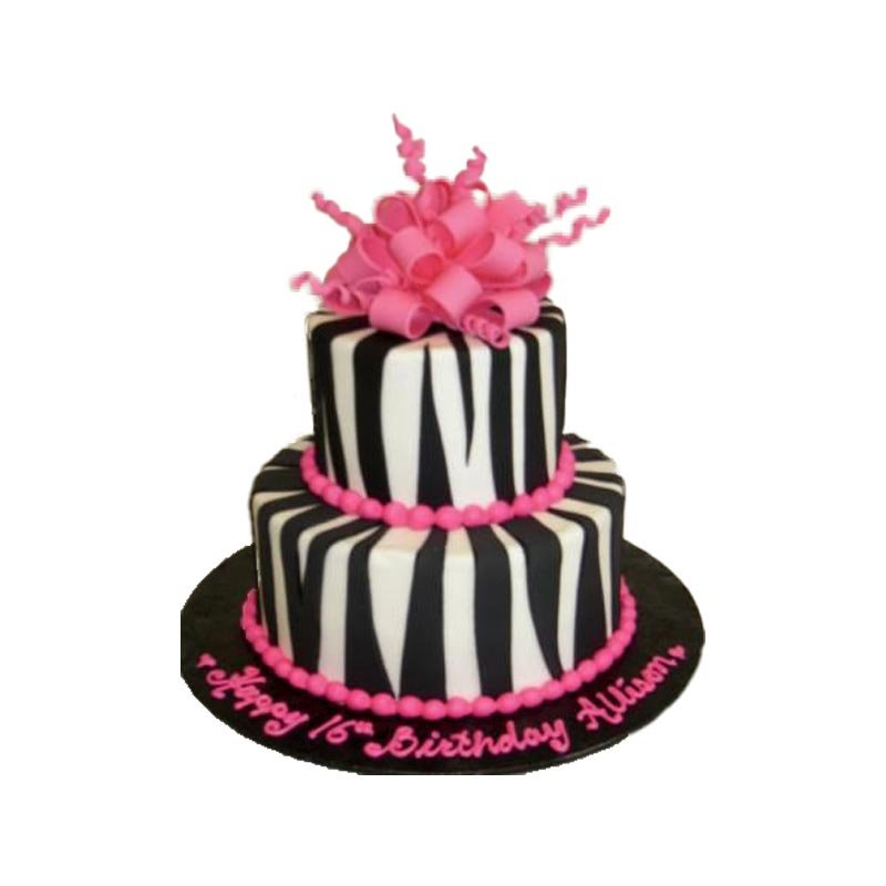 Zebra Black And Pink Cake