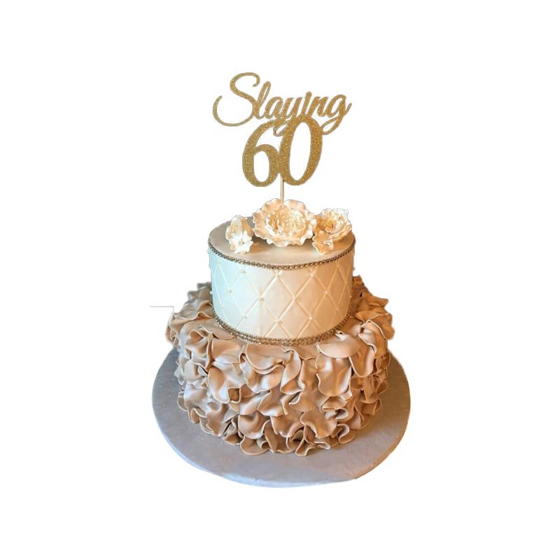 Bronze Flowers 2 Tier Cake