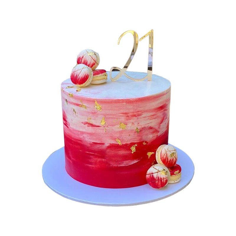 Magenta With Macron Cake