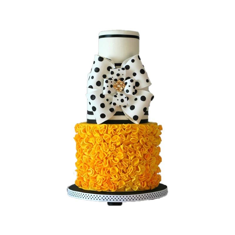 3 Tier White Cake With Yellow