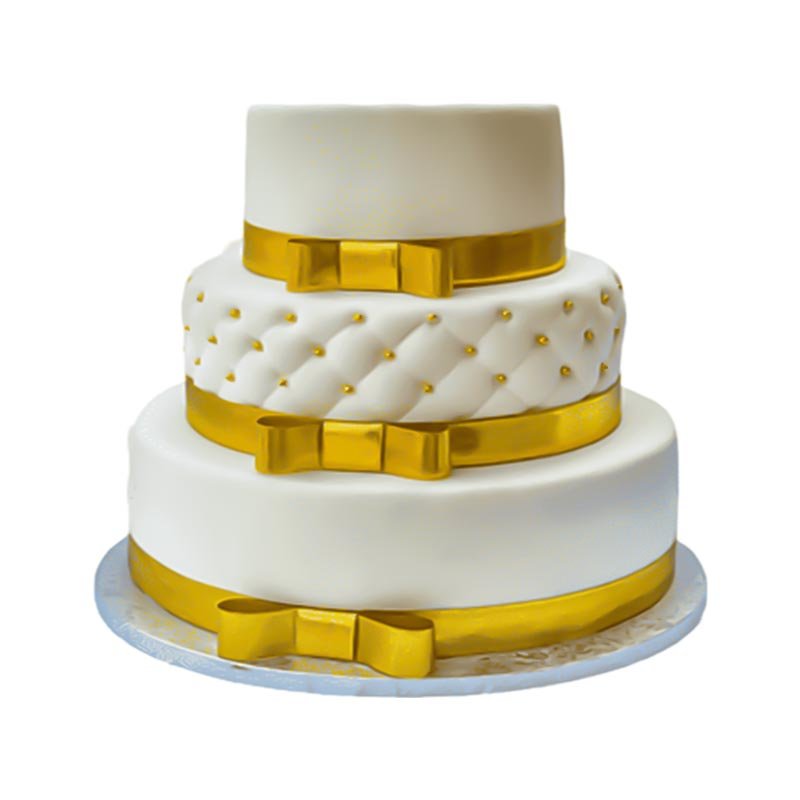 3 Tier Classic White Gold Cake