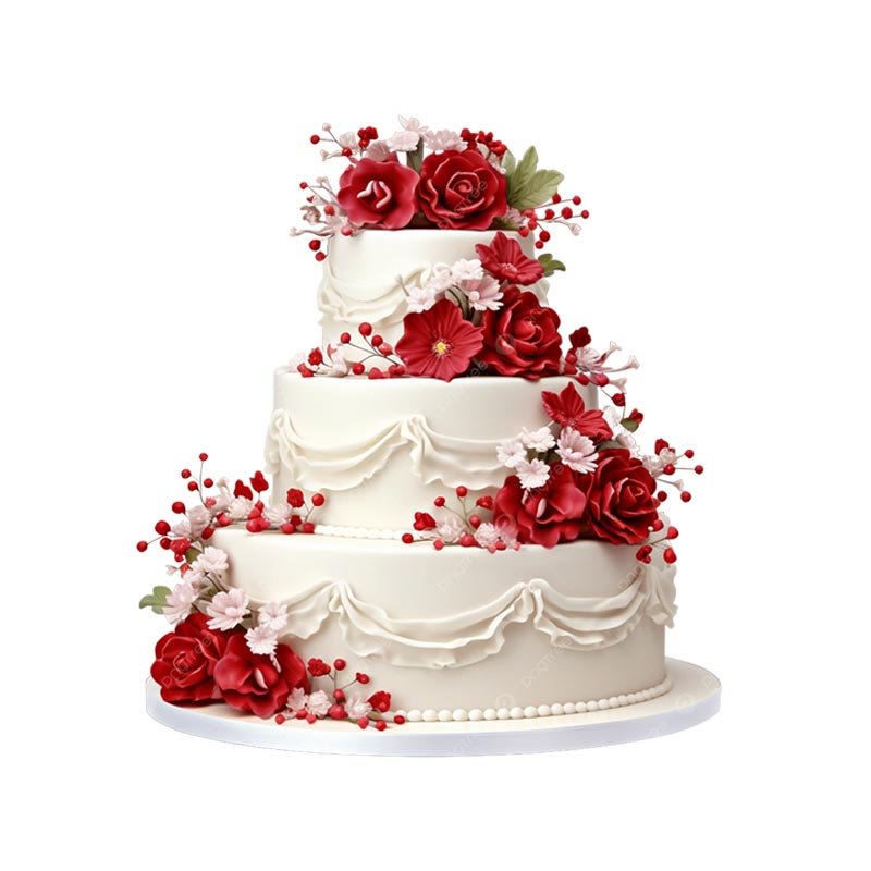 3 Tier Floral Wedding Cake - 3