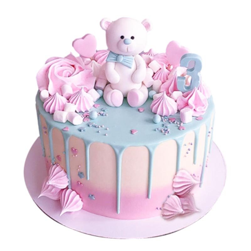 Adorable Teddy Bear Pink Cake