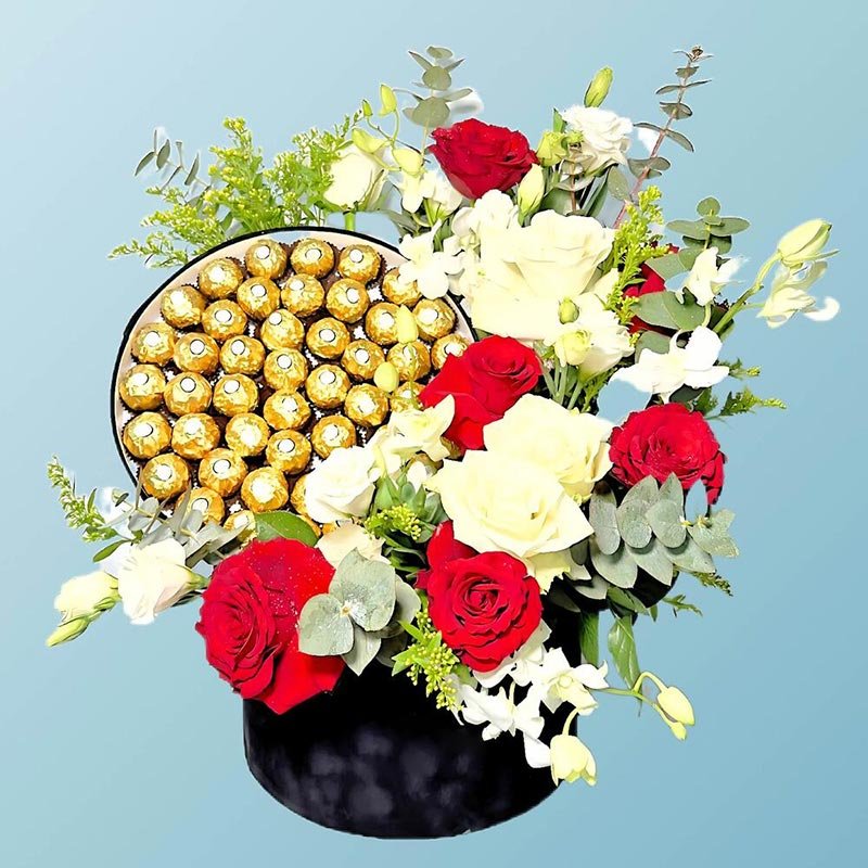 Flowers In A Box With Fererro