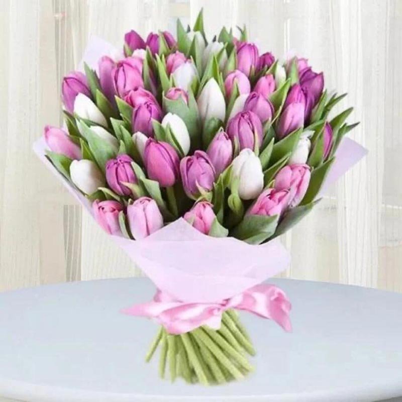 Pink and White Tulip Bouquets
