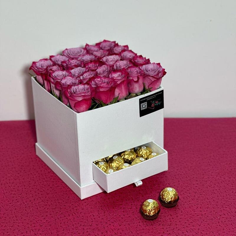 Purple Roses Box and Ferrero Chocolate