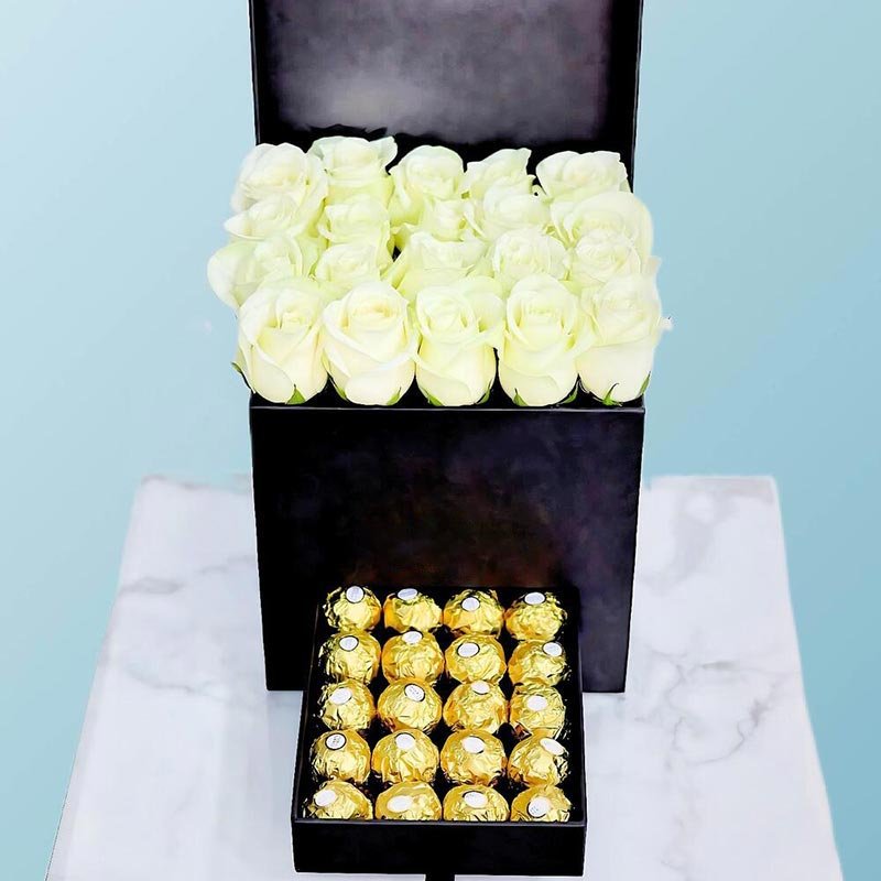 White Roses and Ferrero Chocolate