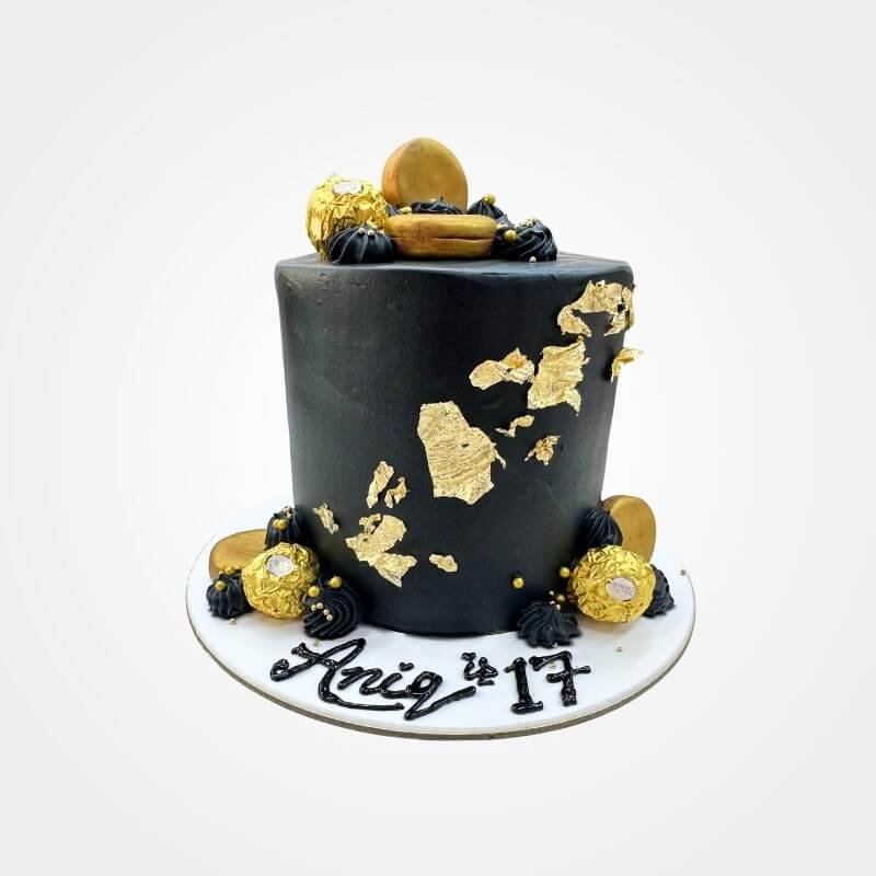 Black and Gold Leaf Cake