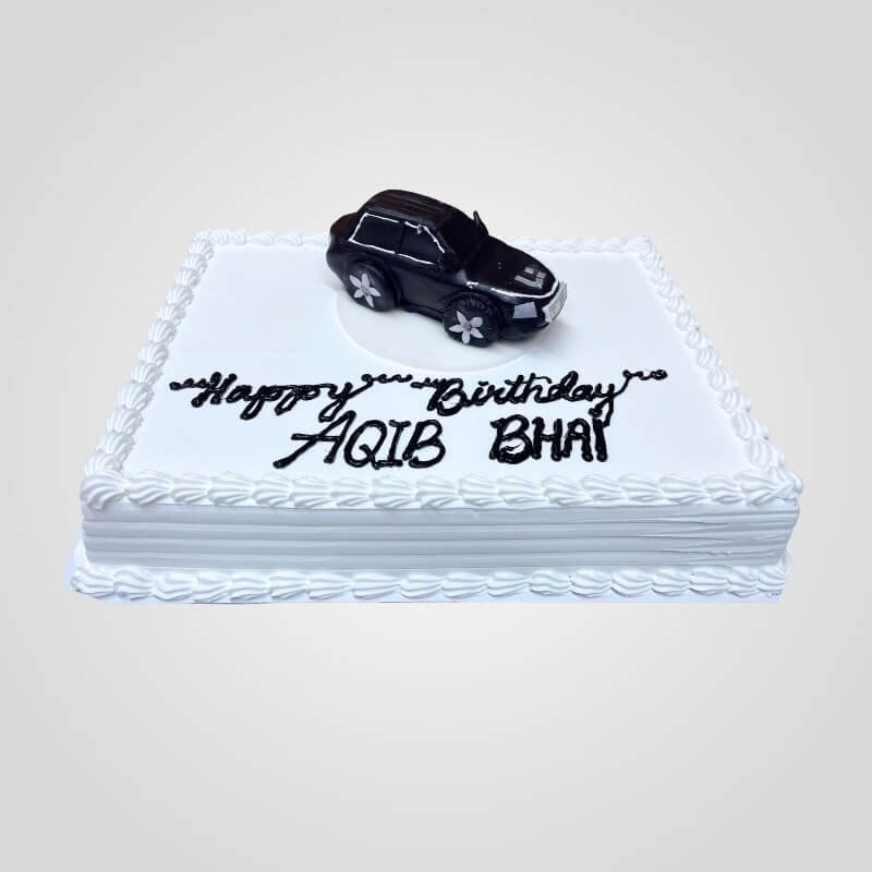 Black and white car cake