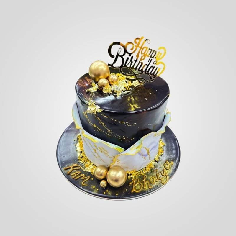 Black and Gold Marble Cake