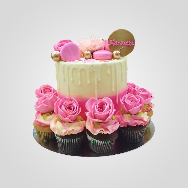 Floral Ombre Drip Cake