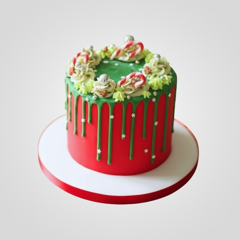 Christmas themed drip cake
