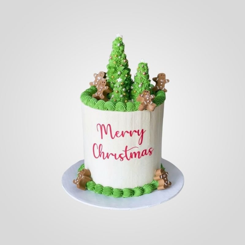 Piped Christmas Tree Cake