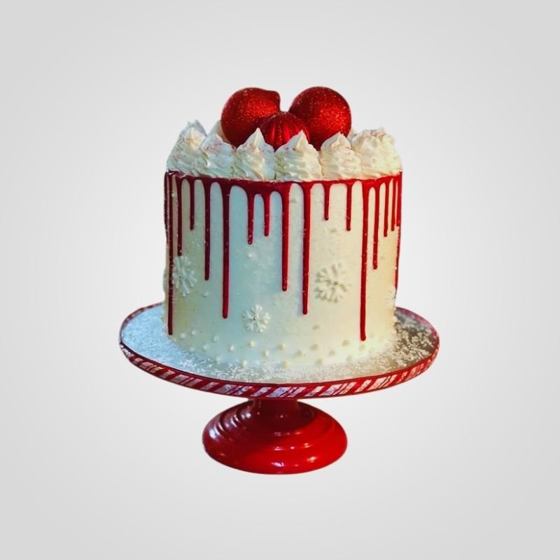Red and White Christmas Drip Cake