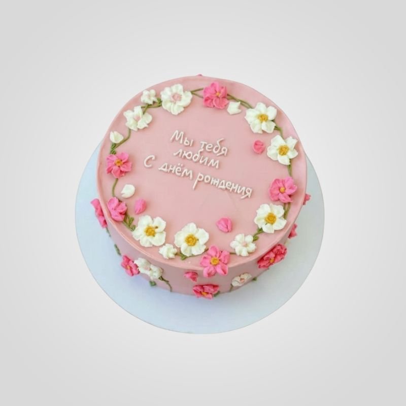 Pink Floral Wreath Cake