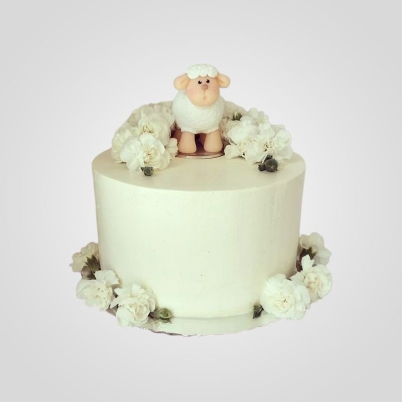 fondant lamb floral cake