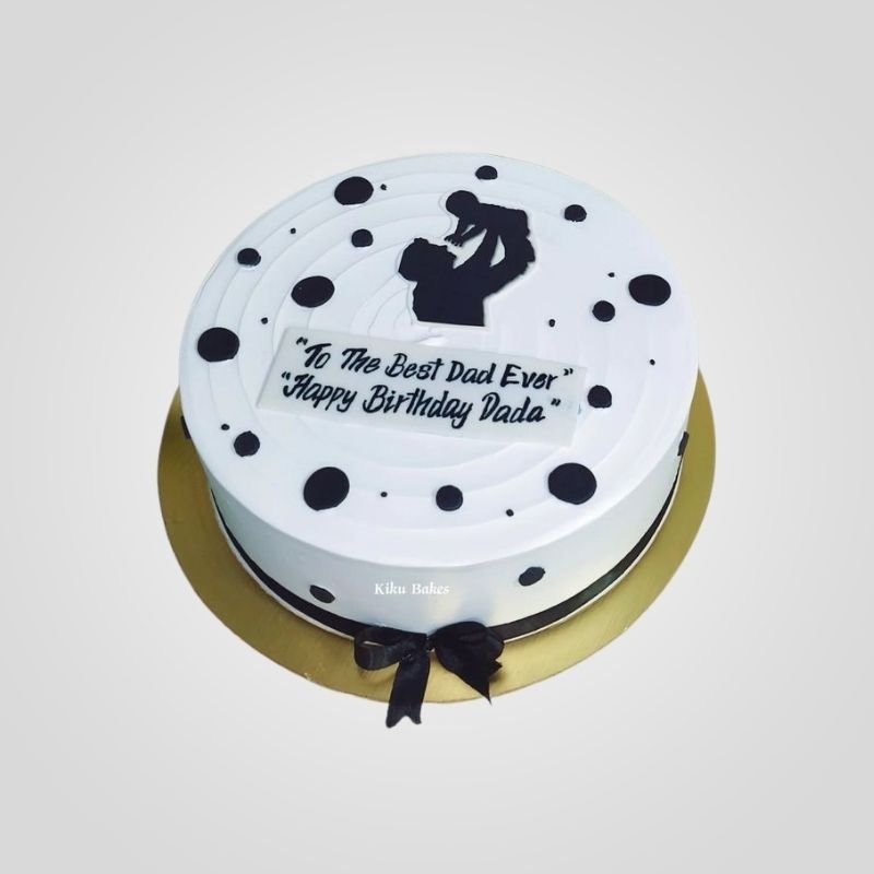 Black and White Dad Silhouette Cake