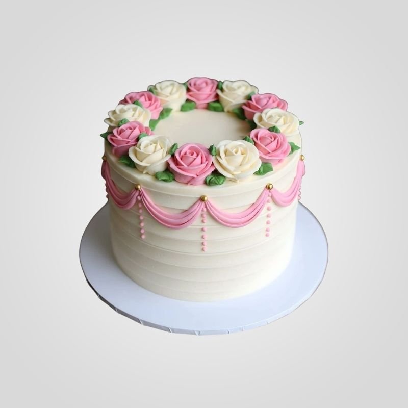 Coquette Pink Ribbon Swag Cake