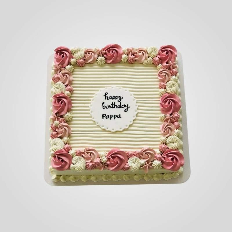 Dusty Pink Rosette Border Cake