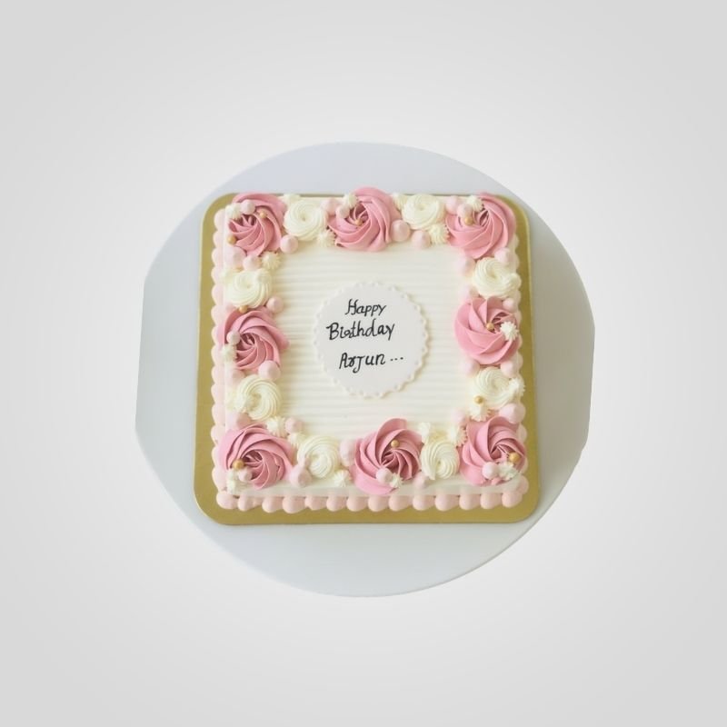 Elegant Pink Swirl Birthday Cake