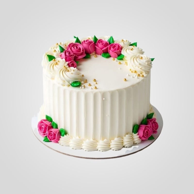 Elegant Rose Crescent Cake