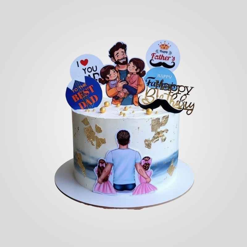 Gold Flake Dad Character Cake