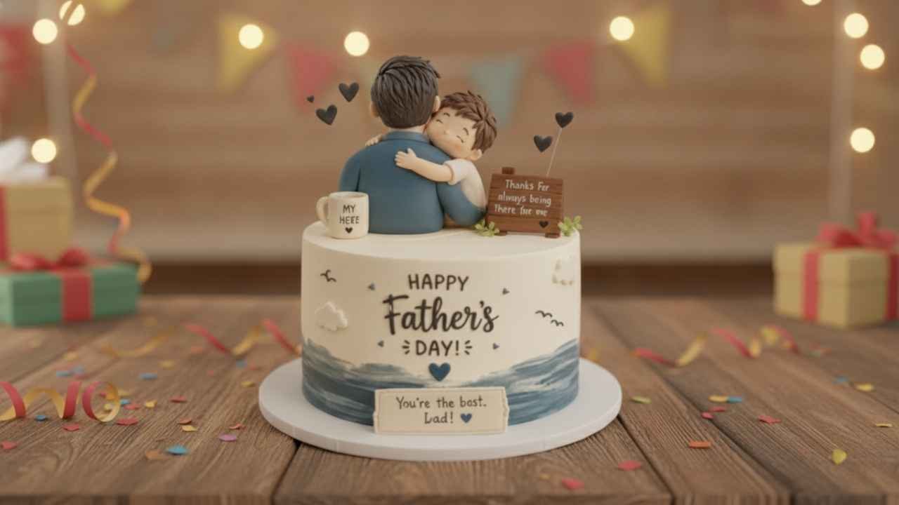 Heart Floating Father’s Day Cake
