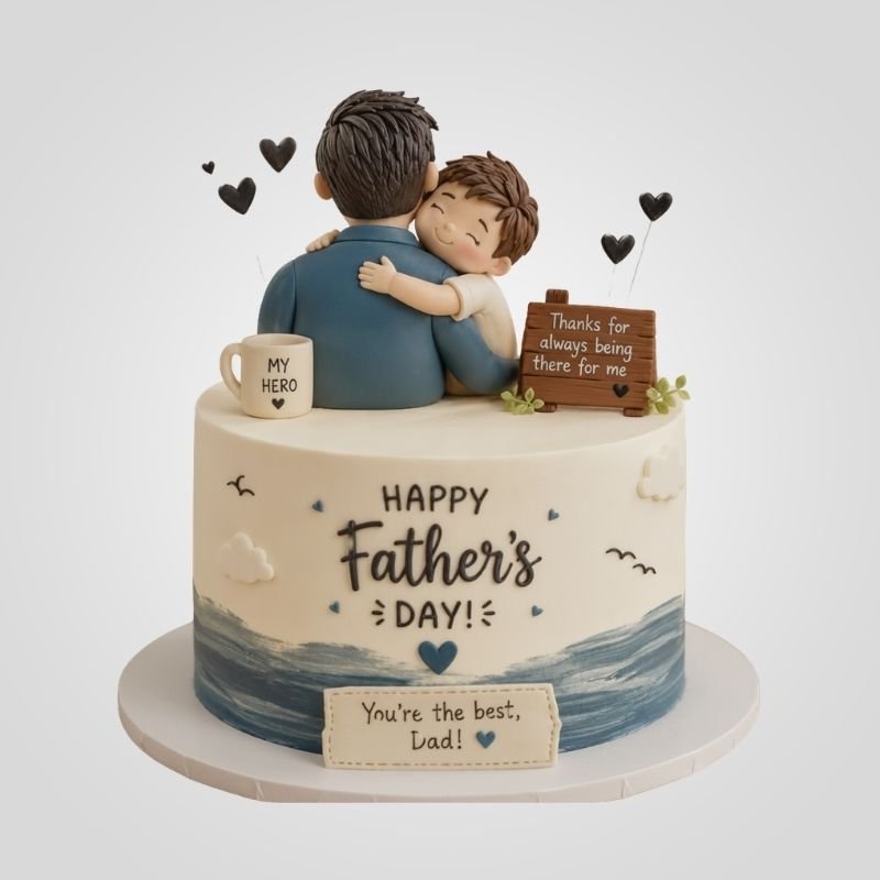 Heart Floating Father's Day Cake