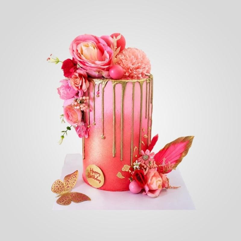 Pink drip cake