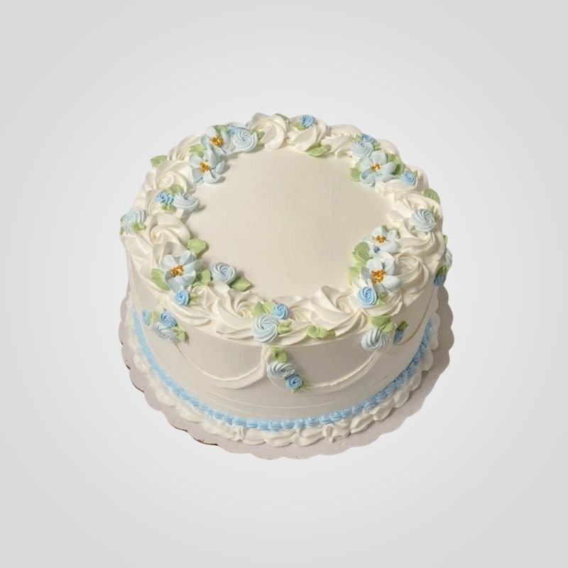 Retro Blue Floral Swirl Cake