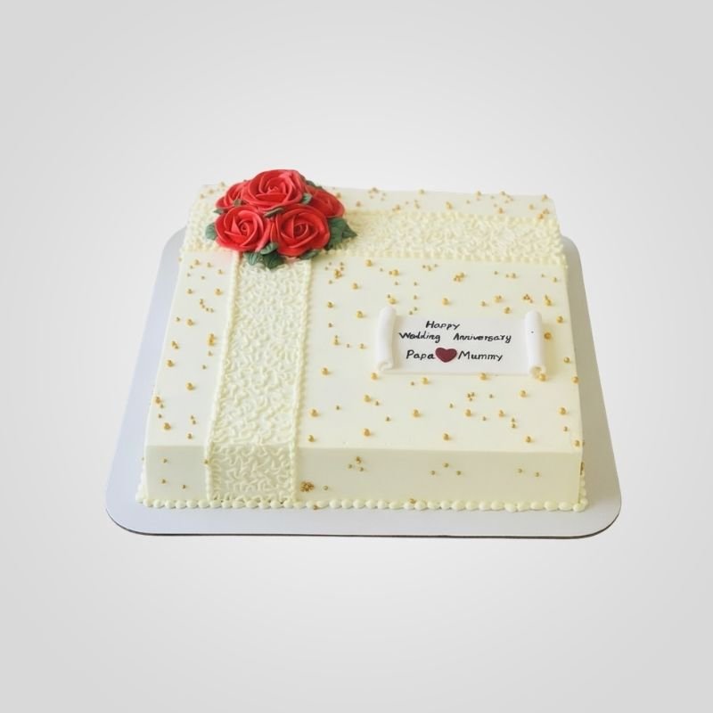 The Golden Ribbon Anniversary Cake
