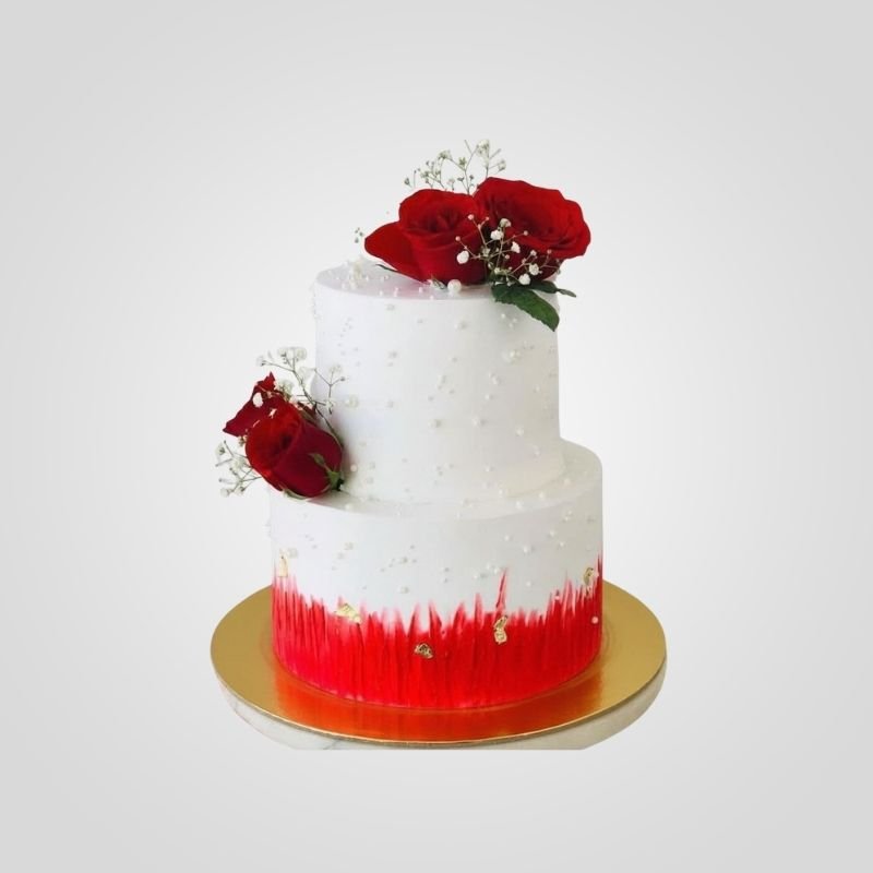 The Two-Tier Crimson Elegance Cake