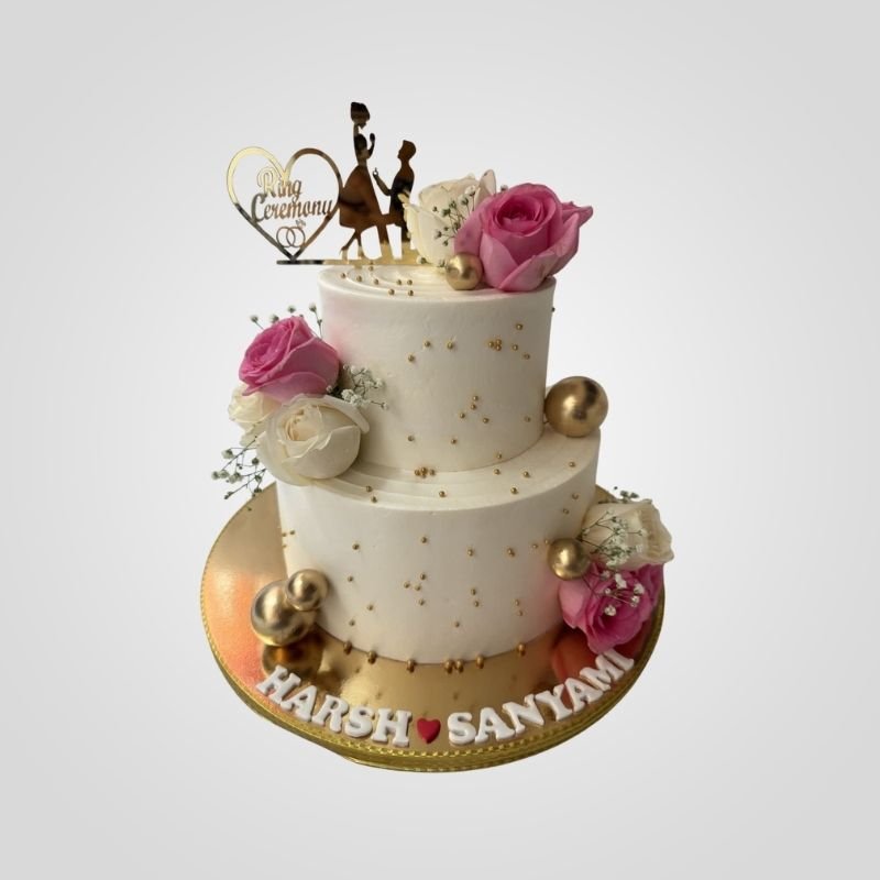 Two-Tier Engagement Ring Ceremony Cake