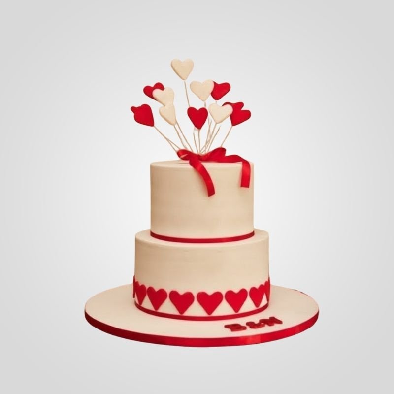 Two-Tier Fondant Heart Explosion Cake