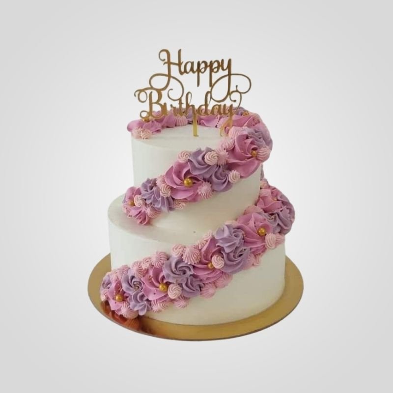 Two-Tier Rosette Cascade Cake