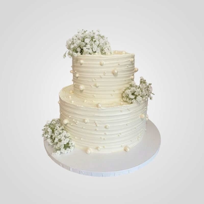 Two-Tier Textured Pearl Cake