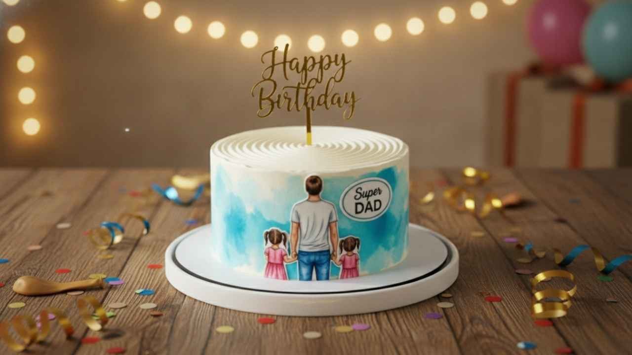 Watercolor Dad Birthday Cake