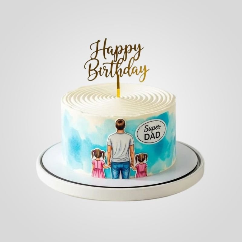 Watercolor Dad Birthday Cake