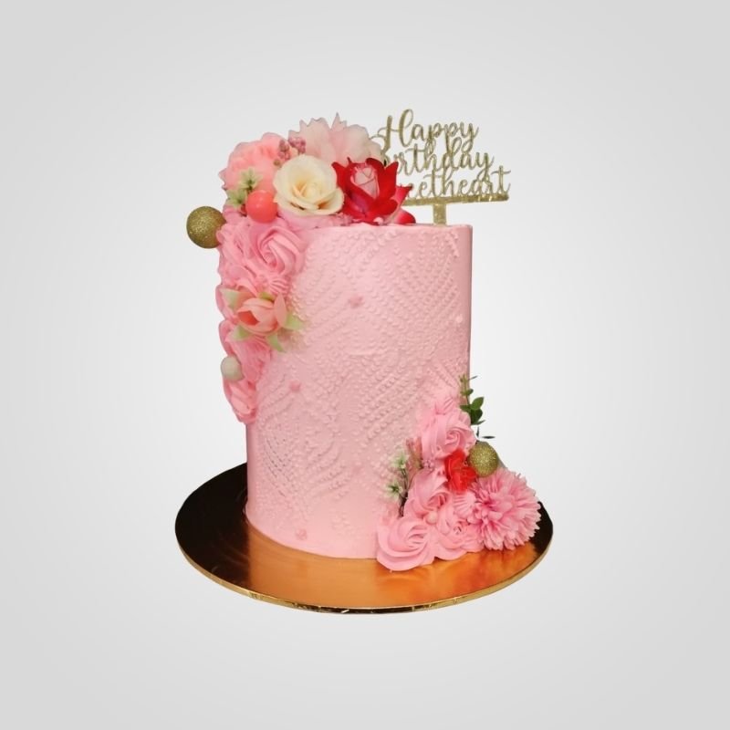 Pink lace floral cake